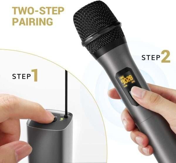 HY-WVD-07 Wireless Microphone, Karaoke Handheld mic System 6.35mm Jack, 30-50 Meter Cordless Range - Image 2