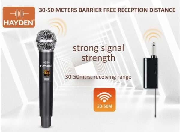 HY-WVD-58 UHF Wireless Microphone, Karaoke Dynamic mic with Type C Rechargeable Receiver & Hand Mike System 6.35mm Jack, 30-50 Meter Cordless Range - Image 3