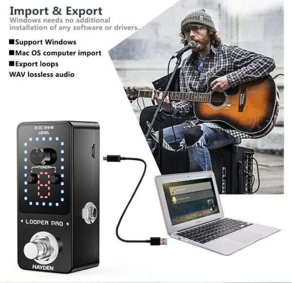 Guitar Looper Pro, Pedal Effect Pedal with Built-in LED Display Tuner Function, 9 Loops, 40 minutes Record Time - Image 2