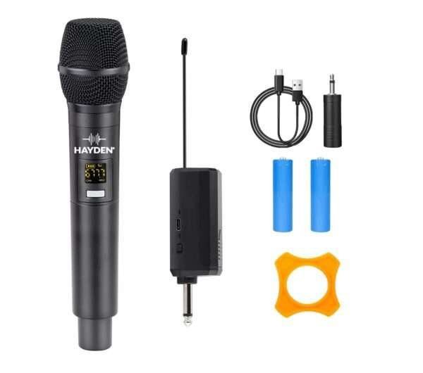 HY-WVD-07 Wireless Microphone, Karaoke Handheld mic System 6.35mm Jack, 30-50 Meter Cordless Range