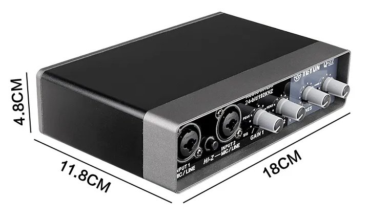 TEYUN Q-22 USB Audio Interface for Recording Music, AudioBox Mic Preamps 48V 2 Channel - Image 8