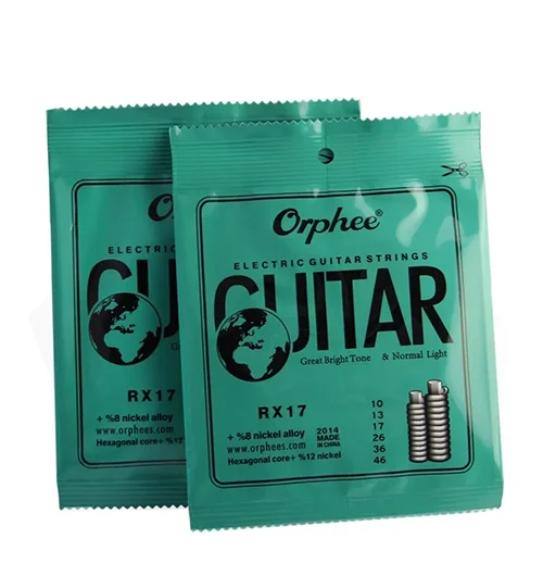 Orphee RX17 6pcs. Electric Guitar Sts Set (.10-0.46) Great Bright Tone & Normal Light