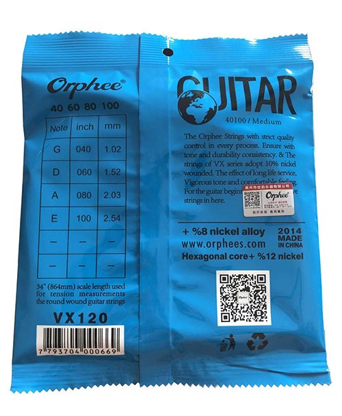 Orphee VX120 4pcs. Electric Bass Guitar Strings Hexagonal Core Steel Nickel Alloy (0.040- 0.100) - Image 5