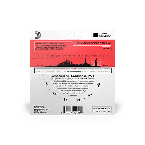 D’Addario EJ17 / 13-56 Medium Acoustic Guitar Strings (Phosphor Bronze) - Image 2