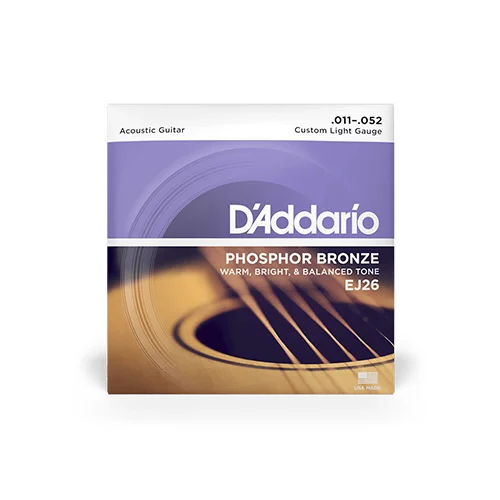 D’Addario EJ26 / 11-52 Custom Light Acoustic Guitar Strings (Phosphor Bronze)